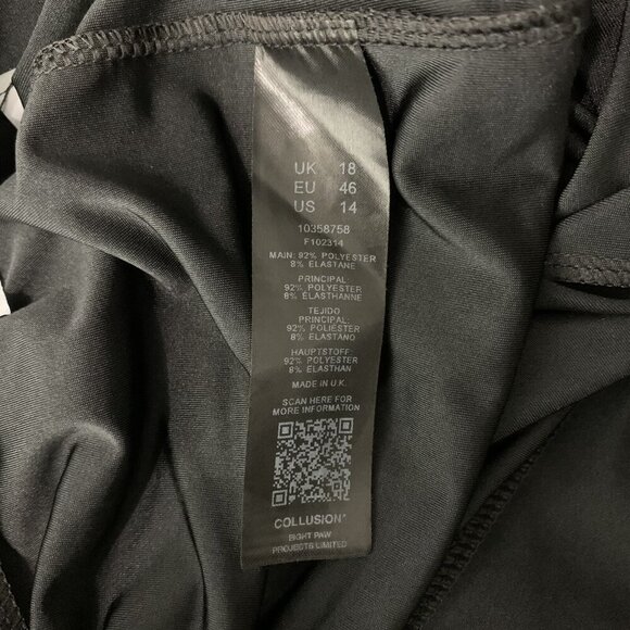 ASOS COLLUSION Wide Leg Pull On Pants Black Stretch High Rise 14 - Picture 6 of 6